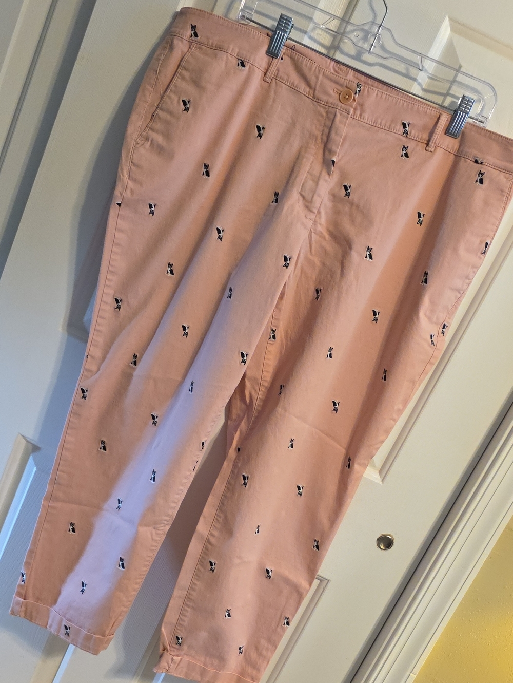 Talbots Blush Pink Embroidered Chinos